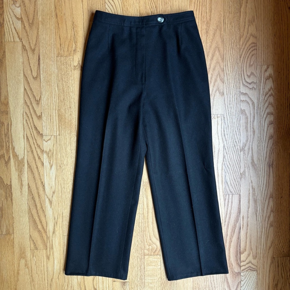 Vintage Wool High Waisted Trousers Black 8